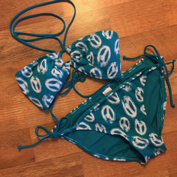 Xhilaration Other - Teal blue XL peace sign bikini Xhilaration Other - Teal blue XL peace sign bikini